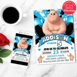 Jimbo boss baby Mobile Invite Customizable Template Instant Download