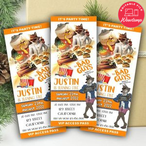 The Bad Guys Ticket Invitation Customizable Template Instant Download