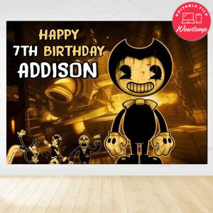 Bendy Birthday Backdrop Digital File Template Instant Download