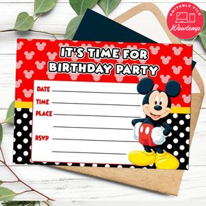 Mickey mouse fill in blank Invitation Customizable Template to Print at Home Instant Download