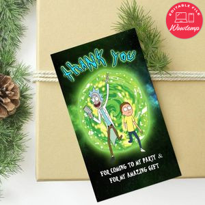 Rick And Morty Thank You Tag Customizable Template To Print At Home Instant Download