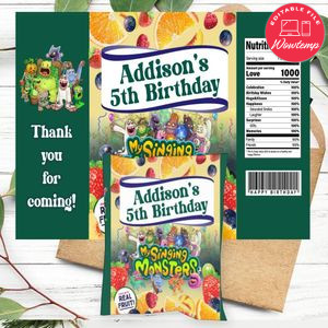My Singing Monsters Birthday Party Fruit Snack Bag Digital File Printable Instant Download