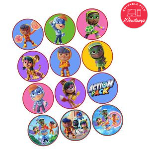 Action Pack Cupcake Toppers Template Printable Instant Download