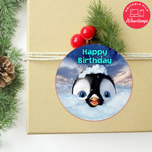 Happy Feet Circle Sticker Template Customizable to Print at Home Instant Download