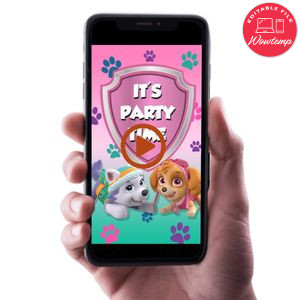 Skye and Everest Birthday Video Invitation Digital Template Customizable Instant Download