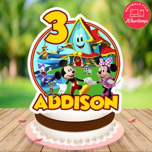 Mickey Mouse Funhouse Birthday Cake Topper Template Printable Instant Download