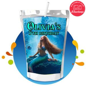 The Little Mermaid Capri Sun Birthday Labels Digital File Printable Instant Download