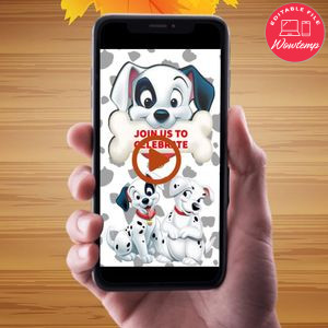 101 Dalmatians Birthday Video Invitation Digital Template Customizable Instant Download