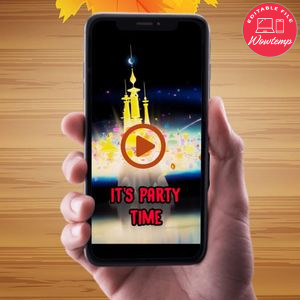 Over the moon Birthday Video Invitation Digital Template Customizable Instant Download