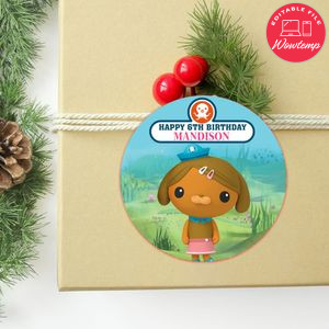 Dashi Dog Octonauts Circle Sticker Template Customizable to Print at Home Instant Download