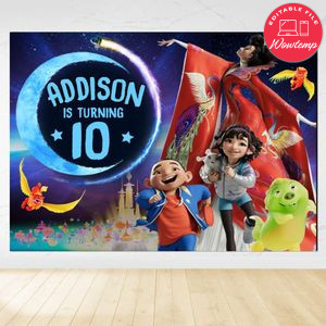 Over the moon Birthday Backdrop Digital File Template Instant Download