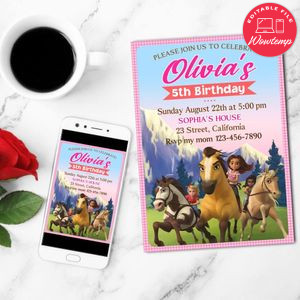 Spirit Untamed Mobile Invite Customizable Template Instant Download