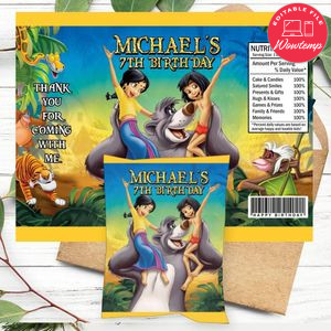The jungle book Birthday Chip Bag Digital File Printable Instant Download