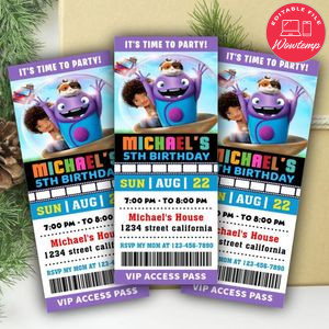 Boov Ticket Invitation Customizable Template Instant Download
