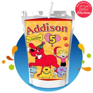 Clifford Capri Sun Birthday Labels Digital File Printable Instant Download
