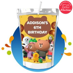 Brown and Friends Capri Sun Birthday Labels Digital File Printable Instant Download