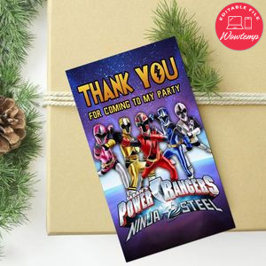 Power Ranger Ninja Steel Thank You Tag Customizable Template To Print At Home Instant Download