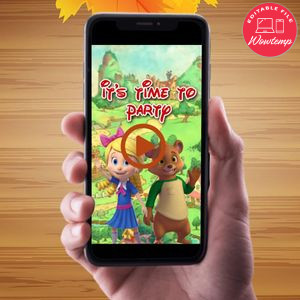 Goldie and Bear Birthday Video Invitation Digital Template Customizable Instant Download