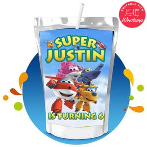 Super Wings Capri Sun Birthday Labels Digital File Printable Instant Download