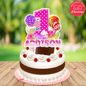 Candyland Birthday Cake Topper Template Printable Instant Download