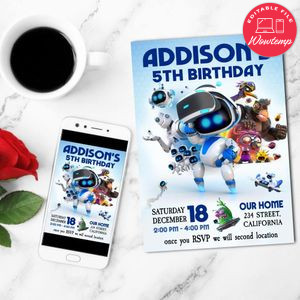 Astro Bot Mobile Invite Customizable Template Instant Download