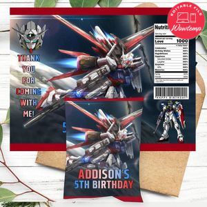 Gundam Birthday Party Chip Bag Digital File Printable Instant Download