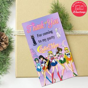 Sailor Moon Thank You Tag Customizable Template To Print At Home Instant Download