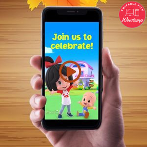 Cleo and cuquin Birthday Video Invitation Digital Template Customizable Instant Download