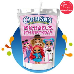 Omg surprise Capri Sun Birthday Labels Digital File Printable Instant Download