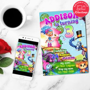 Luna Petunia Mobile Invite Customizable Template Instant Download