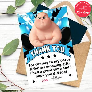 Jimbo Boss Baby Thank You Card Customizable Template To Print At Home Instant Download