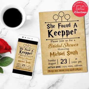 She Found Her Keeper Mobile Invite Customizable Template Instant Download