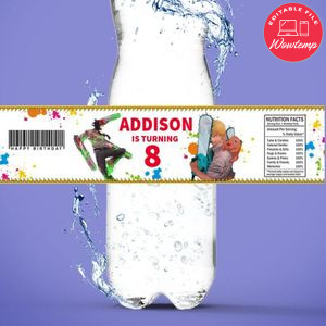 Chainsaw man Birthday Water Bottle Label Template to Print at Home Instant Download