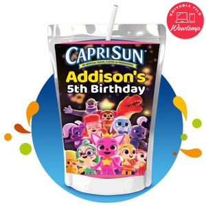 Pinkfong Capri Sun Birthday Labels Digital File Printable Instant Download