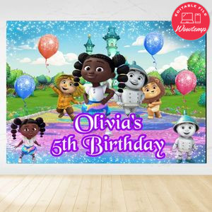 Dee and friends Birthday Backdrop Digital File Template Instant Download