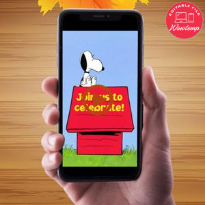 Snoopy Birthday Video Invitation Digital Template Customizable Instant Download