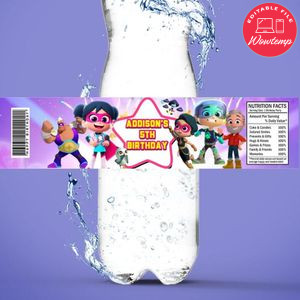 Starbeam Bottle Label Birthday Water Bottle Label Template to Print at Home Instant Download