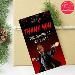 Hitman Thank You Tag Customizable Template To Print At Home Instant Download