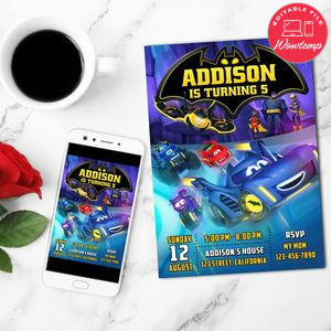 Batwheels Birthday Flyer Customizable Template to Print at Home Instant Download