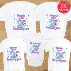 Bluey Girl Family Birthday Party T-Shirt