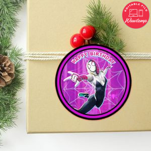 Gwen Circle Sticker Template Customizable to Print at Home Instant Download