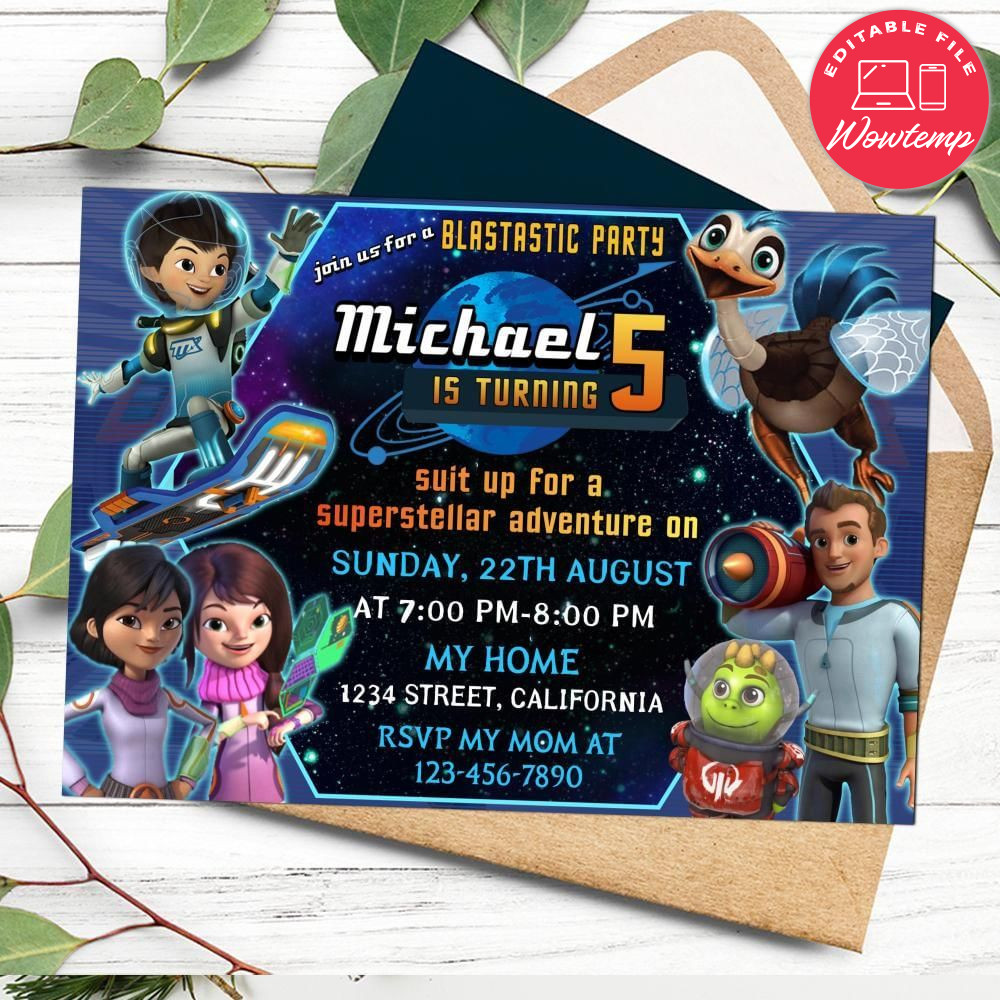Miles from Tomorrowland Birthday Flyer Customizable Template to Print at Home Instant Download