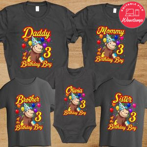 Curious George Family Birthday Party T-Shirt