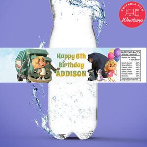 Trash Truck Birthday Water Bottle Label Template to Print at Home Instant Download