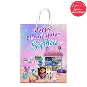 Gabby Dollhouse Gift Bag Label Template Printable Instant Download