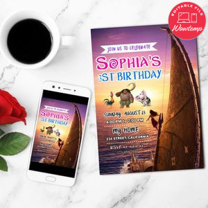 Moana 2 Invitation Customizable Template to Print at Home Instant Download