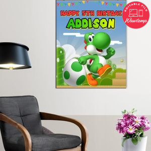 Yoshi Birthday Poster Digital File Printable Instant Download