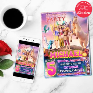 The Fairy Princess & The Unicorn Mobile Invite Customizable Template Instant Download
