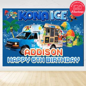 Kona ice Birthday Backdrop Digital File Template Instant Download