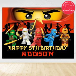 Ninjago Birthday Backdrop Digital File Template Instant Download